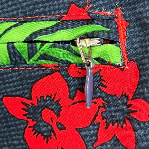 Men’s Burnside  Board Shorts Swim Trunks Sz 32 Stretch Hawaiian Print Zip Pocket - Picture 11 of 14